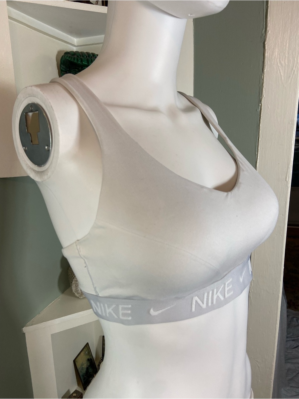 Nike Indy Light Gray/White High Support Impact Sports Bra Small S Running